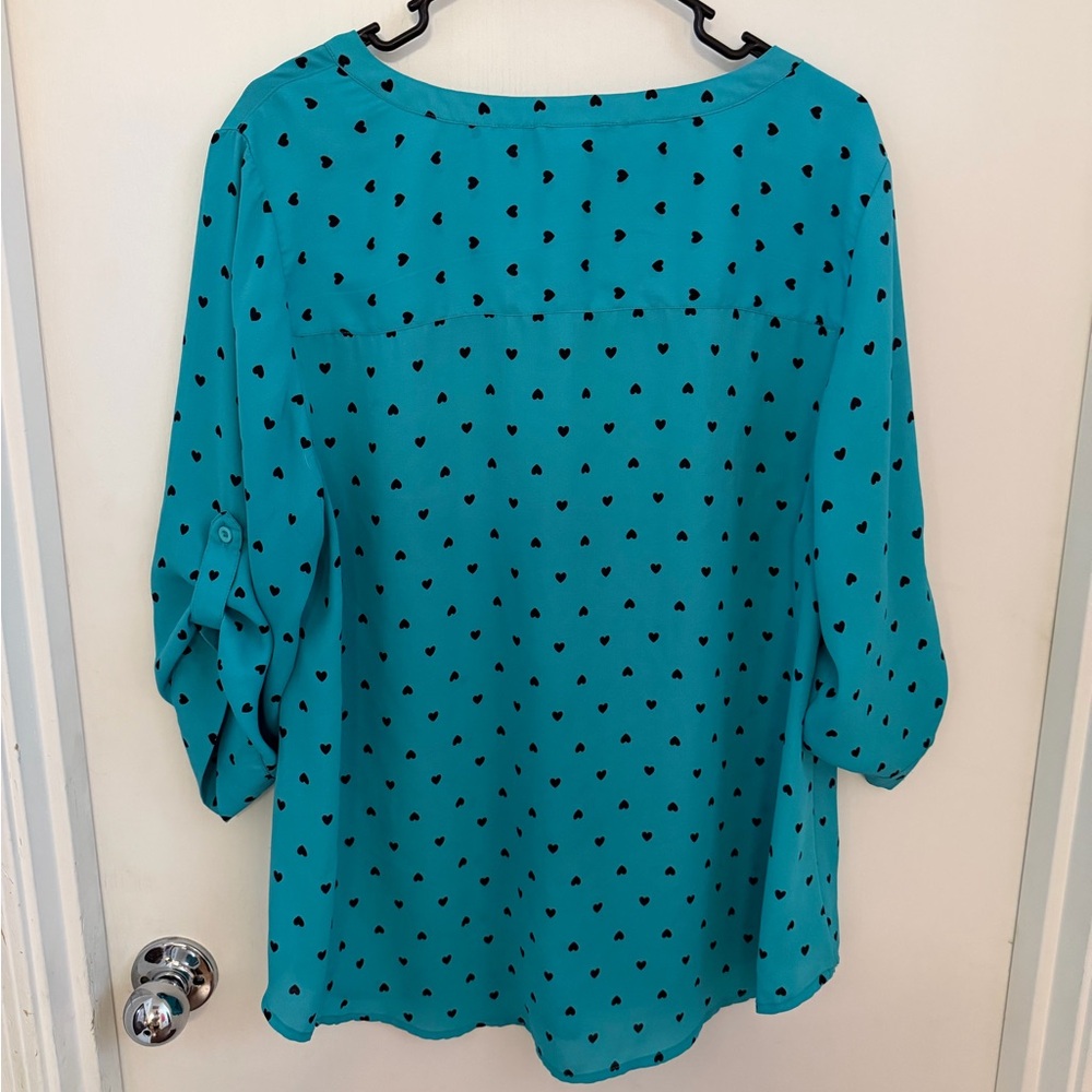 Torrid Teal Blouse with Black Accents - Picture 3 of 3